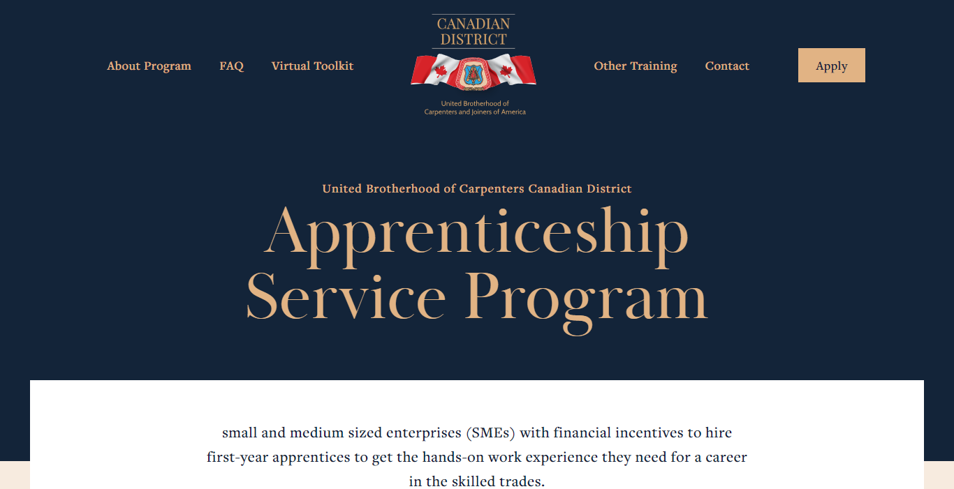 United Brotherhood of Carpenters Canadian District Apprenticeship Service Program