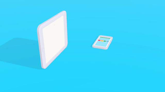 Web development animation showing code and design process